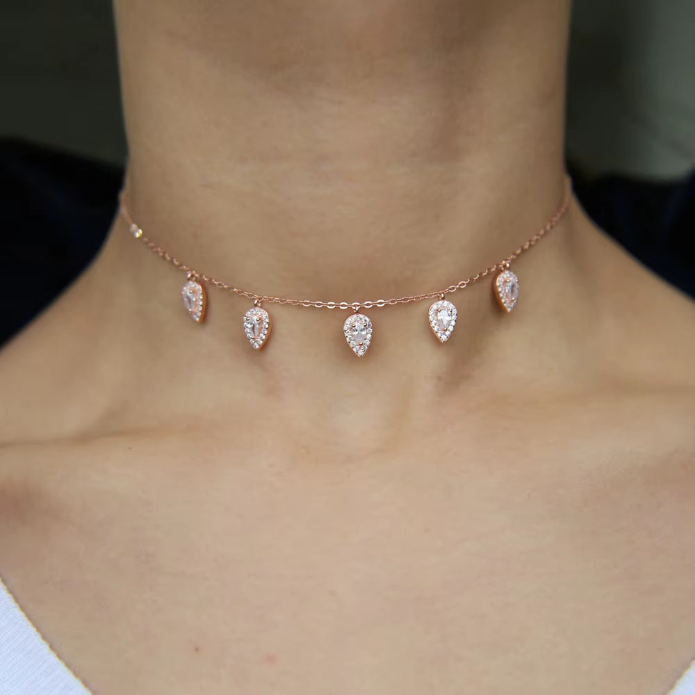 Sterling Silver Tear Drop Necklaces Choker