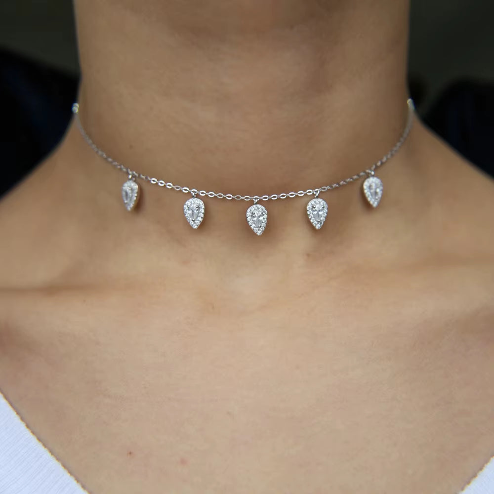 Sterling Silver Tear Drop Necklaces Choker