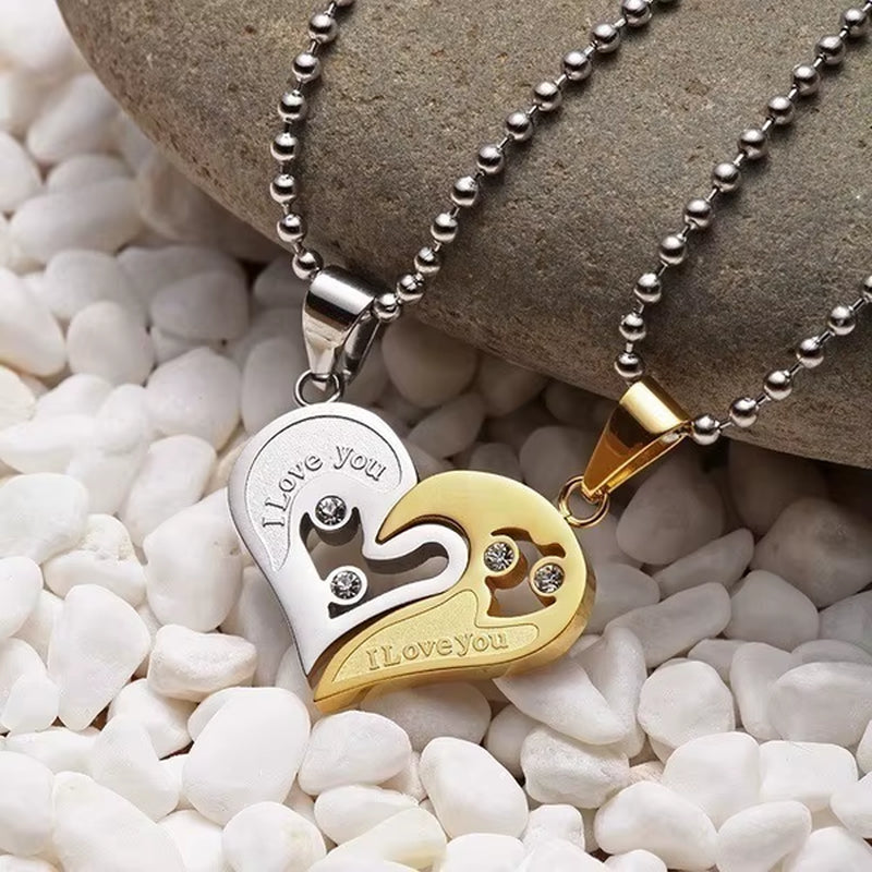 2Pcs European Sliver Plated Key Pendant Necklaces for Womens Lover Couple Jewelry Broken Heart Necklace Valentine Gift N3