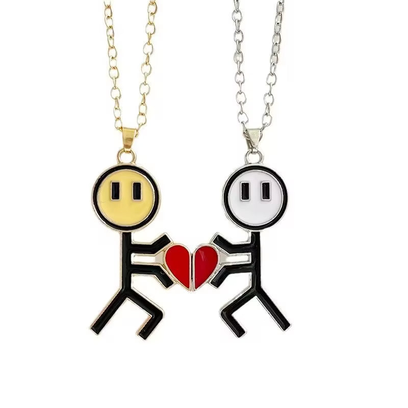 2Pcs European Sliver Plated Key Pendant Necklaces for Womens Lover Couple Jewelry Broken Heart Necklace Valentine Gift N3