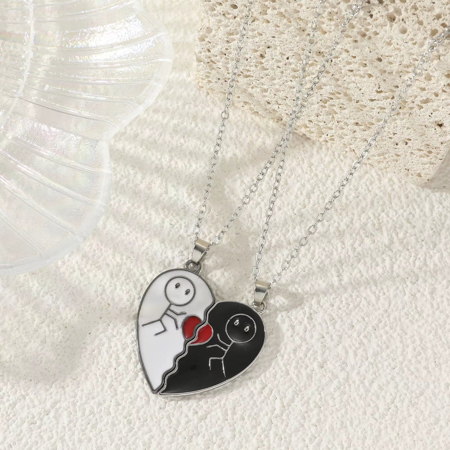 2Pcs European Sliver Plated Key Pendant Necklaces for Womens Lover Couple Jewelry Broken Heart Necklace Valentine Gift N3