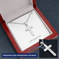 Engraved Stainless Steel Cross Necklace