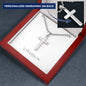 Engraved Stainless Steel Cross Necklace