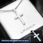 Engraved Stainless Steel Cross Necklace