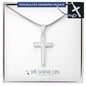 Engraved Stainless Steel Cross Necklace