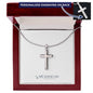 Engraved Stainless Steel Cross Necklace