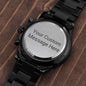Non-Message Card Black Chronograph Watch with Buyer Upload *