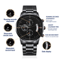 Non-Message Card Black Chronograph Watch with Buyer Upload *