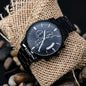 Non-Message Card Black Chronograph Watch with Buyer Upload *