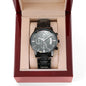 Non-Message Card Black Chronograph Watch with Buyer Upload *