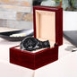 Non-Message Card Black Chronograph Watch with Buyer Upload *