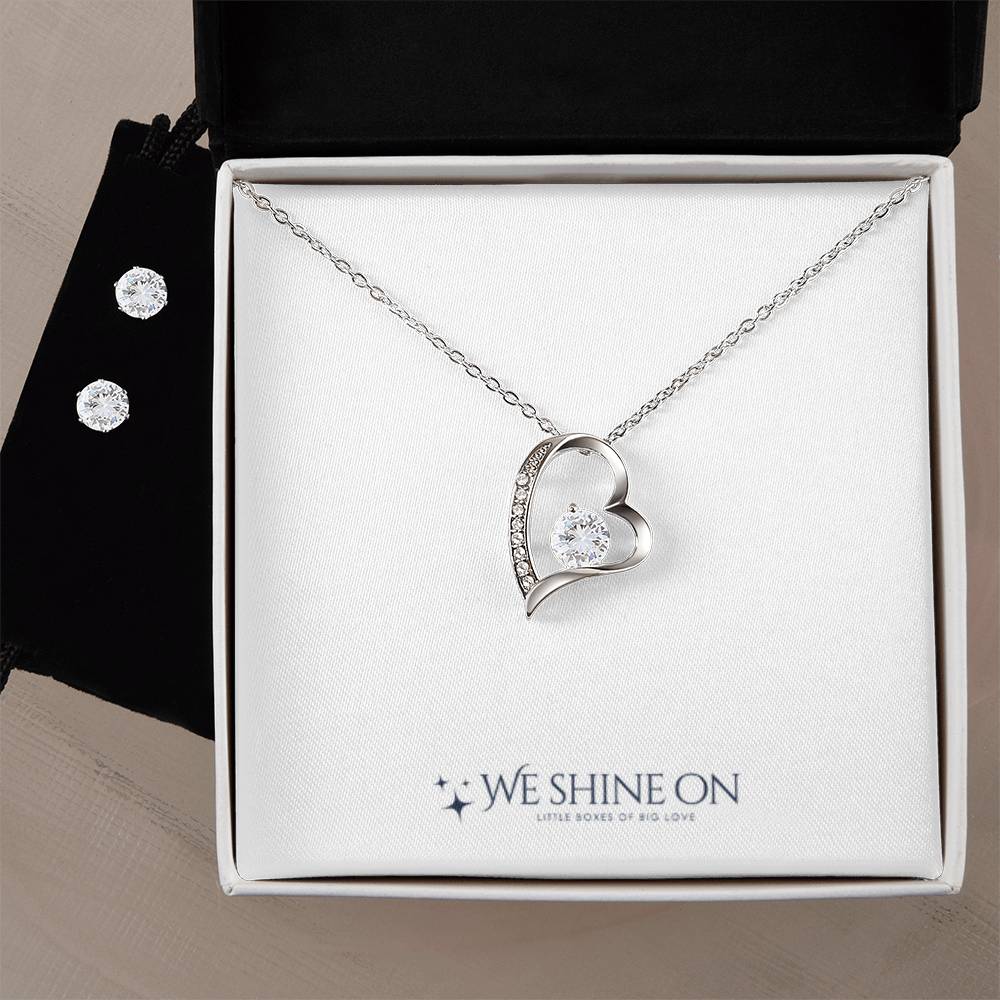 Forever Love Necklace & Cubic Zirconia Earring Set *