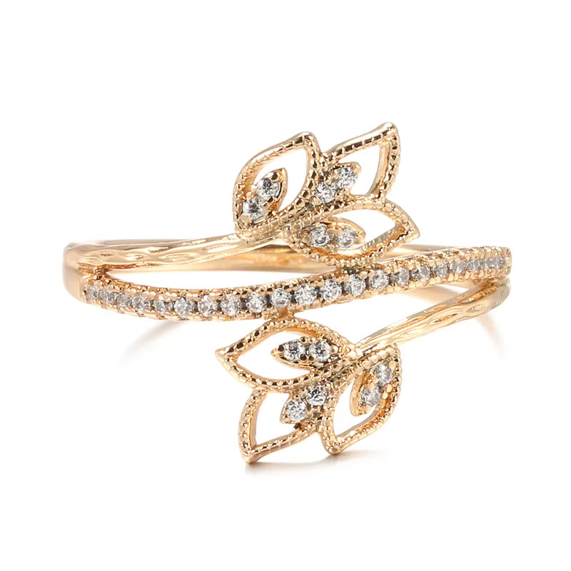 Elegant Flower Double Zircon Women'S Rings