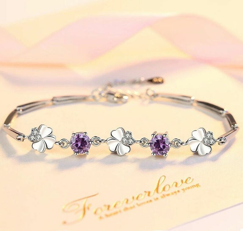 Love Clover Charm Bracelet 925 Sterling Silver Womens Girls Jewellery Gift UK