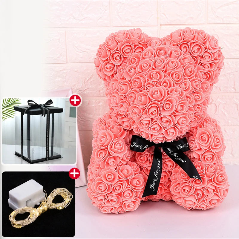Rose Bear with Lights & Gift Box | Romantic Flower Gift