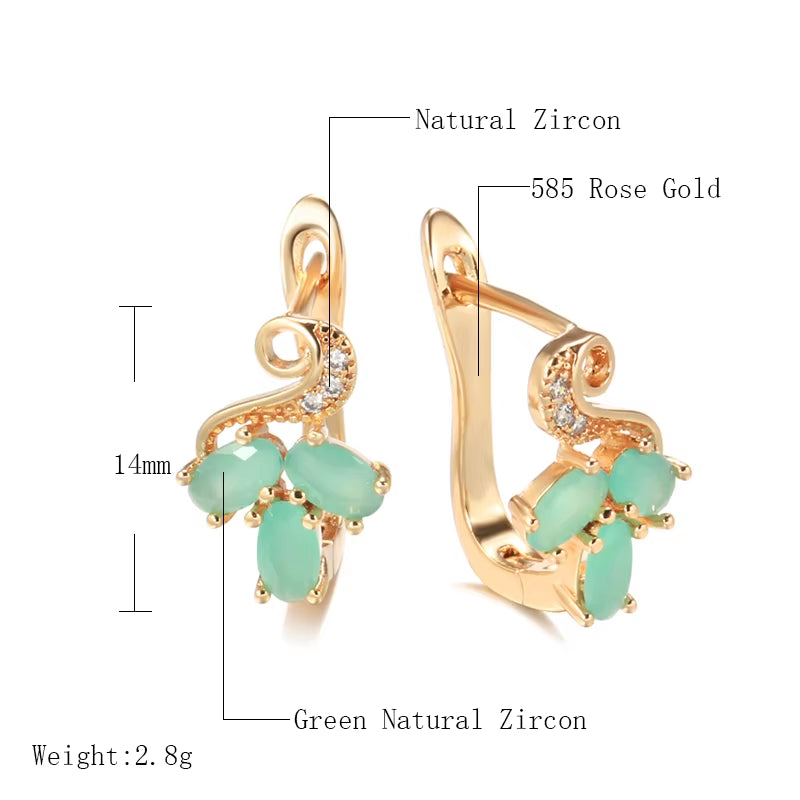 Korean Geometric Mint Green Oval Zircon Women Fashion Earrings 