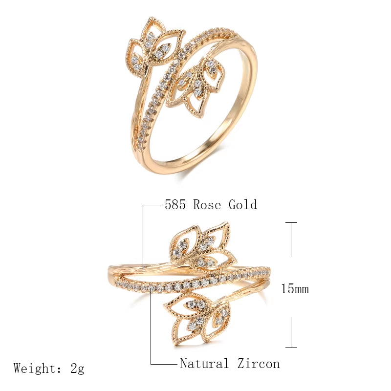 Elegant Flower Double Zircon Women'S Rings 