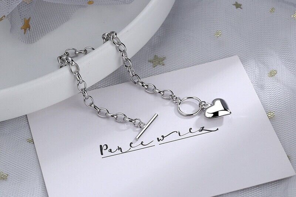 Elegant 925 Sterling Silver Heart Charm Bracelet for Women and Girls - Ideal Jewelry Gift in the UK