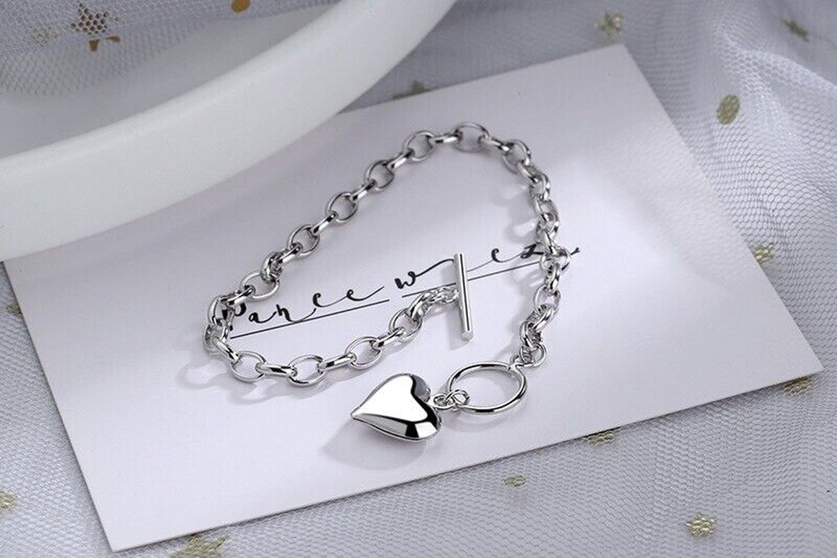 Elegant 925 Sterling Silver Heart Charm Bracelet for Women and Girls - Ideal Jewelry Gift in the UK