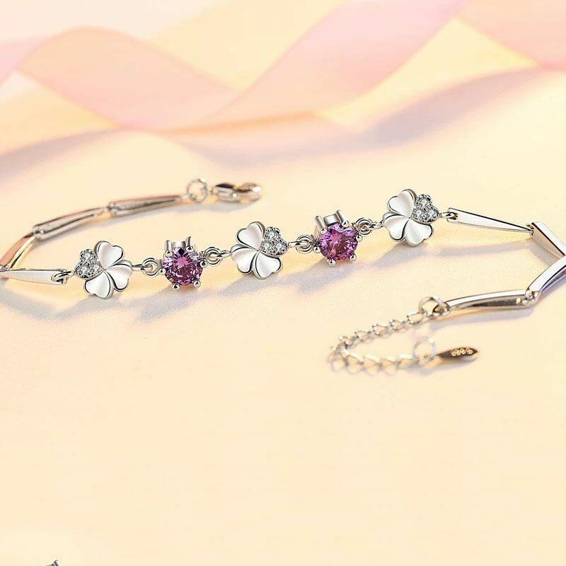 Love Clover Charm Bracelet 925 Sterling Silver Womens Girls Jewellery Gift UK